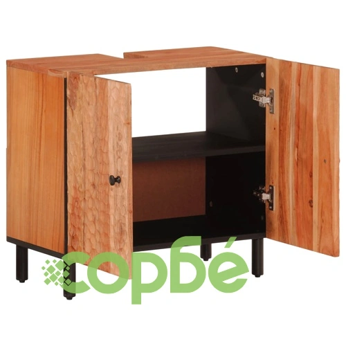 Комплект с шкаф за баня, 2 части, масивна акациева дървесина ➤ топ цена ➤ sorbe.bg