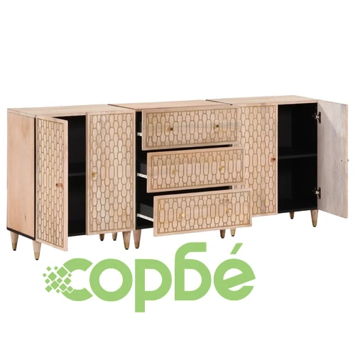 Странични шкафове 3 бр 60x33x75 см манго масивно дърво ➤ топ цена ➤ sorbe.bg