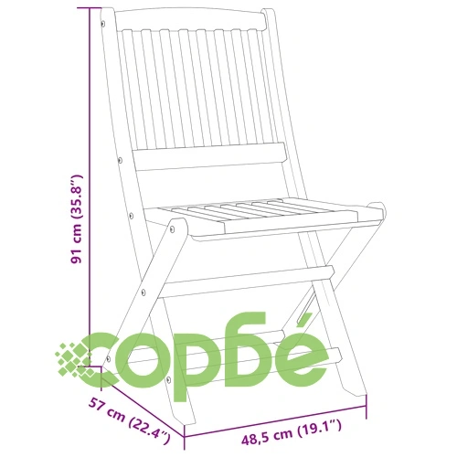 Сгъваем градински трапезен комплект от 3 части, масивна акация ➤ топ цена ➤ sorbe.bg