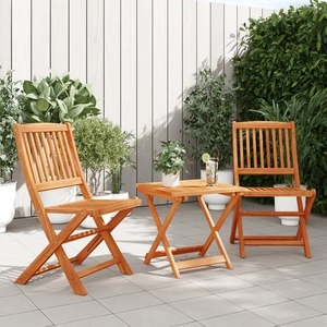Сгъваем градински трапезен комплект от 3 части, масивна акация