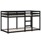 Двуетажно легло, черно, 90x200 см, масивна чамова дървесина
