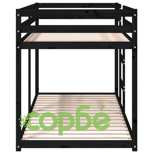 Двуетажно легло, черно, 90x200 см, масивна чамова дървесина ➤ топ цена ➤ sorbe.bg