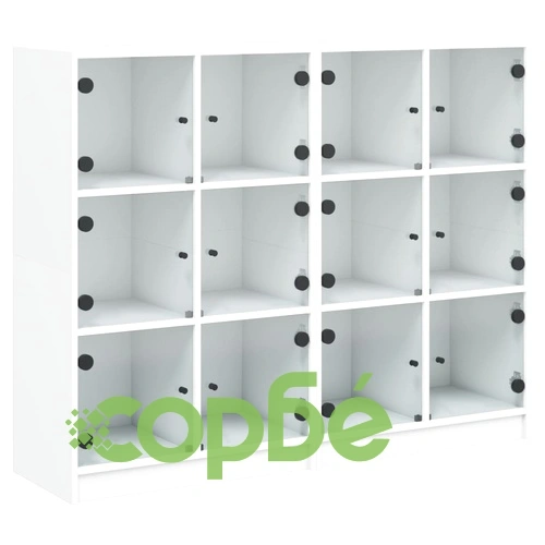 Библиотека с врати бяла 136x37x109 см инженерно дърво ➤ топ цена ➤ sorbe.bg