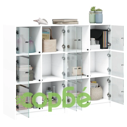 Библиотека с врати бяла 136x37x109 см инженерно дърво ➤ топ цена ➤ sorbe.bg