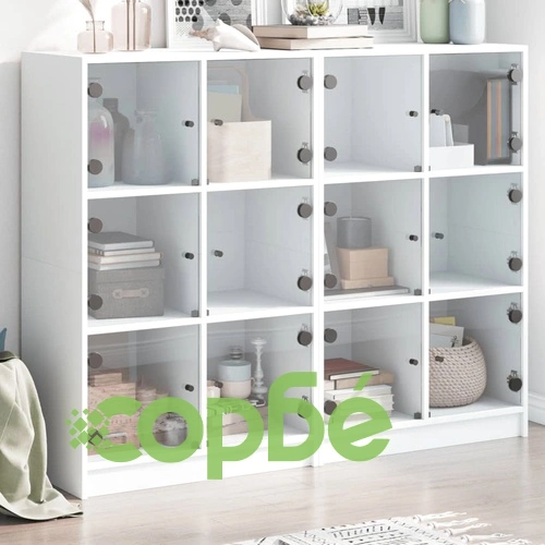 Библиотека с врати бяла 136x37x109 см инженерно дърво ➤ топ цена ➤ sorbe.bg