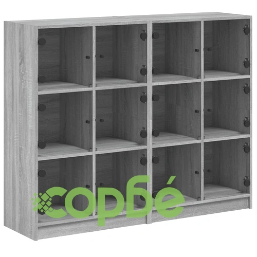 Библиотека с врати сив сонома 136x37x109 см инженерно дърво ➤ топ цена ➤ sorbe.bg