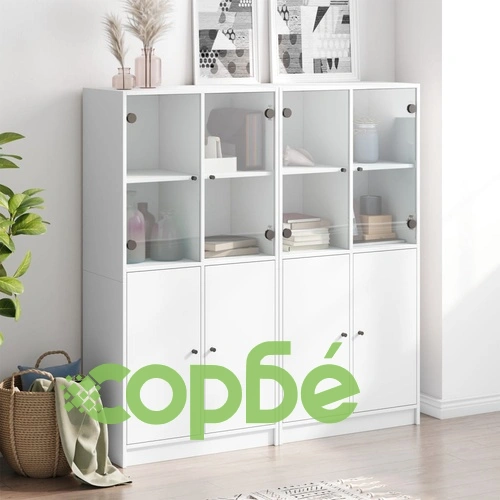 Библиотека с врати бяла 136x37x142 см инженерно дърво ➤ топ цена ➤ sorbe.bg