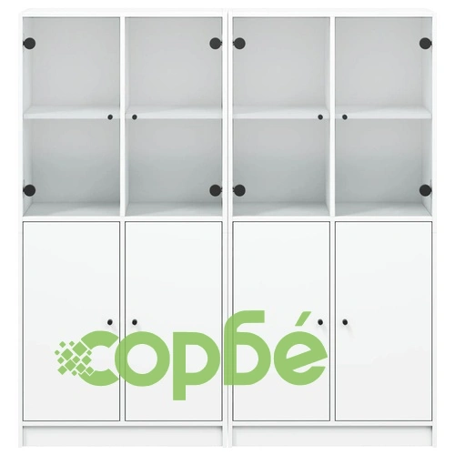 Библиотека с врати бяла 136x37x142 см инженерно дърво ➤ топ цена ➤ sorbe.bg