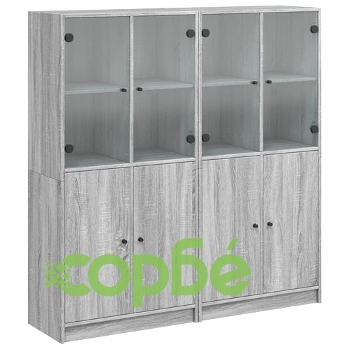 Библиотека с врати сив сонома 136x37x142 см инженерно дърво ➤ топ цена ➤ sorbe.bg