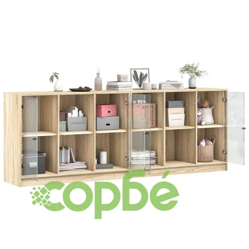 Библиотека с врати дъб сонома 204x37x75 см инженерно дърво ➤ топ цена ➤ sorbe.bg