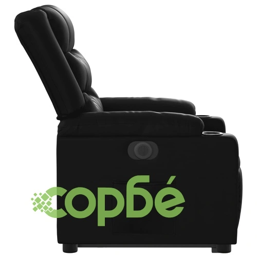 Електрически изправящ реклайнер стол, черен, еко кожа ➤ топ цена ➤ sorbe.bg