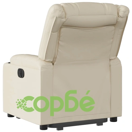 Електрически изправящ реклайнер стол, кремав, изкуствена кожа ➤ топ цена ➤ sorbe.bg