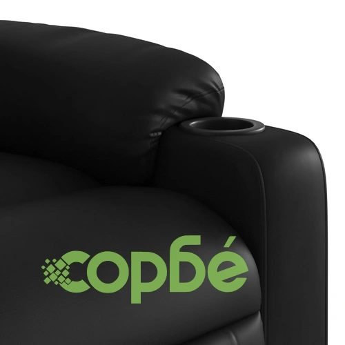 Електрически изправящ масажен реклайнер стол, черен, еко кожа ➤ топ цена ➤ sorbe.bg