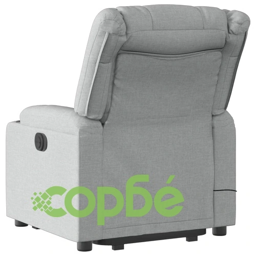 Електрически изправящ масажен реклайнер стол светлосив текстил ➤ топ цена ➤ sorbe.bg