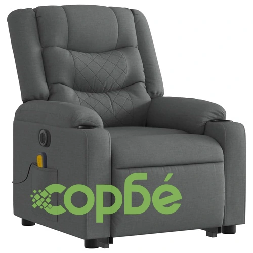 Електрически изправящ масажен реклайнер стол тъмносив текстил ➤ топ цена ➤ sorbe.bg