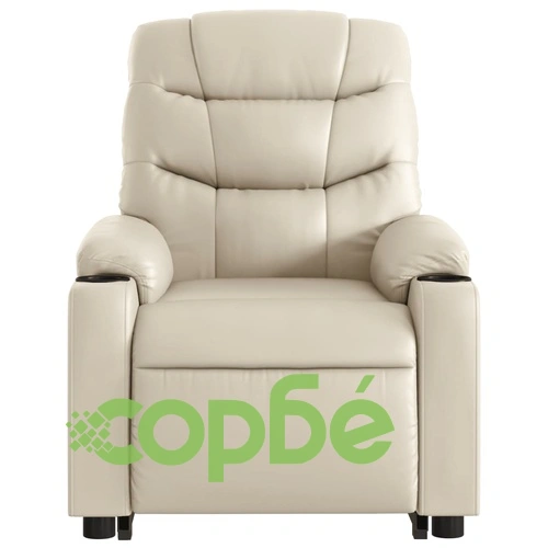 Електрически изправящ реклайнер стол, кремав, изкуствена кожа ➤ топ цена ➤ sorbe.bg