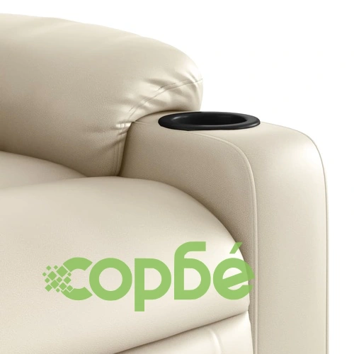 Електрически изправящ реклайнер стол, кремав, изкуствена кожа ➤ топ цена ➤ sorbe.bg