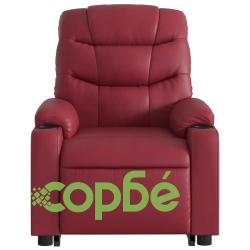 Електрически изправящ реклайнер стол, виненочервен, еко кожа ➤ топ цена ➤ sorbe.bg