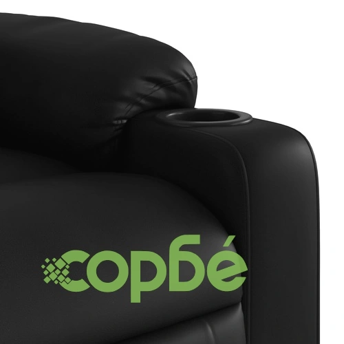 Електрически изправящ масажен реклайнер стол, черен, еко кожа ➤ топ цена ➤ sorbe.bg