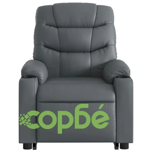 Електрически изправящ масажен реклайнер стол, сив, еко кожа ➤ топ цена ➤ sorbe.bg