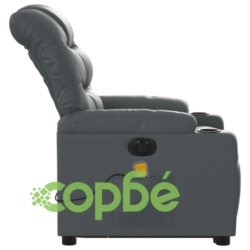 Електрически изправящ масажен реклайнер стол, сив, еко кожа ➤ топ цена ➤ sorbe.bg