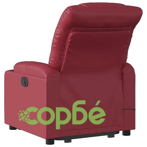 Електрически изправящ масажен реклайнер, виненочервен, еко кожа ➤ топ цена ➤ sorbe.bg