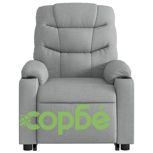 Електрически изправящ масажен реклайнер стол светлосив текстил ➤ топ цена ➤ sorbe.bg