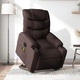 Електрически изправящ масажен реклайнер стол тъмнокафяв текстил