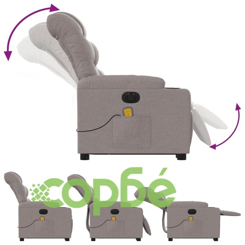 Електрически изправящ масажен реклайнер стол таупе текстил ➤ топ цена ➤ sorbe.bg