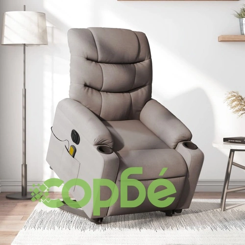 Електрически изправящ масажен реклайнер стол таупе текстил ➤ топ цена ➤ sorbe.bg