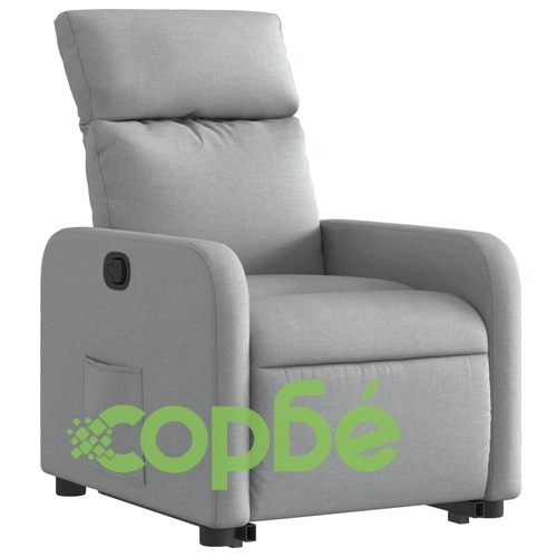 Изправящ реклайнер стол, светлосив, текстил ➤ топ цена ➤ sorbe.bg