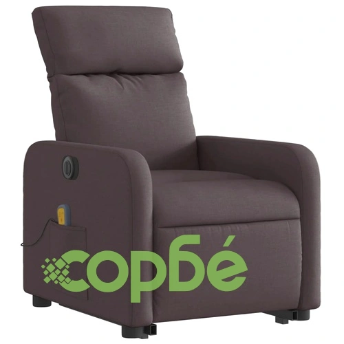 Електрически изправящ масажен реклайнер стол тъмнокафяв текстил ➤ топ цена ➤ sorbe.bg