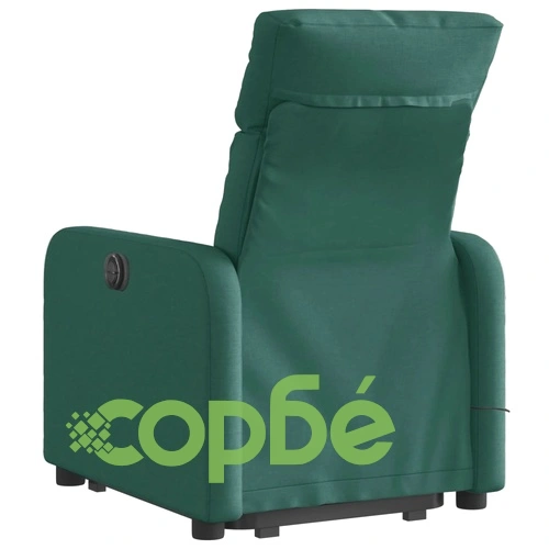 Електрически изправящ масажен реклайнер стол тъмнозелен текстил ➤ топ цена ➤ sorbe.bg