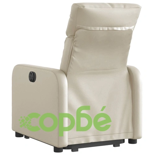 Електрически изправящ реклайнер стол, кремав, изкуствена кожа ➤ топ цена ➤ sorbe.bg