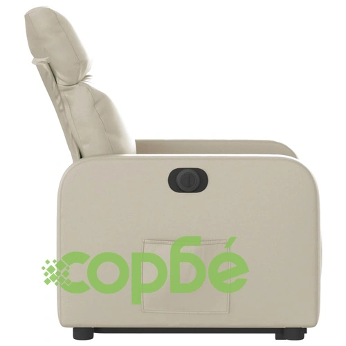 Електрически изправящ реклайнер стол, кремав, изкуствена кожа ➤ топ цена ➤ sorbe.bg