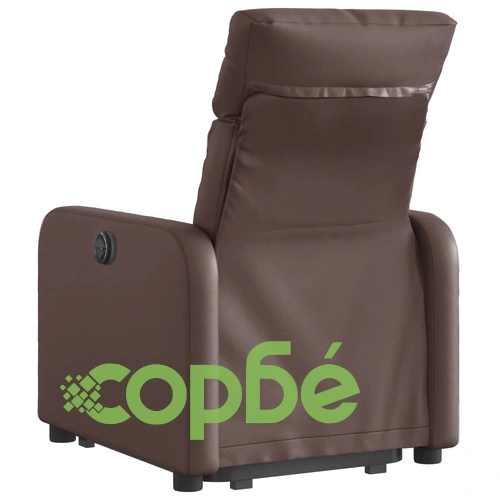 Електрически изправящ реклайнер стол, кафяв, изкуствена кожа ➤ топ цена ➤ sorbe.bg