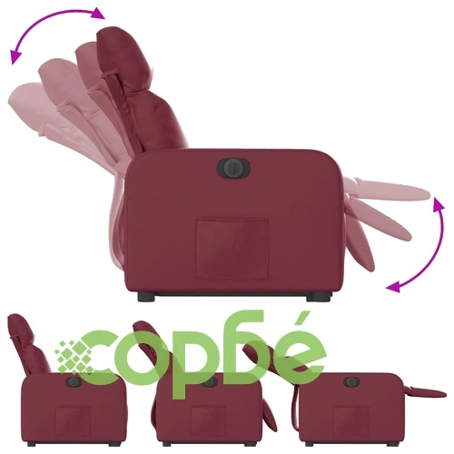 Електрически изправящ реклайнер стол, виненочервен, еко кожа ➤ топ цена ➤ sorbe.bg