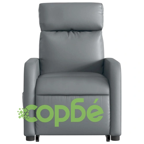 Електрически изправящ масажен реклайнер стол, сив, еко кожа ➤ топ цена ➤ sorbe.bg