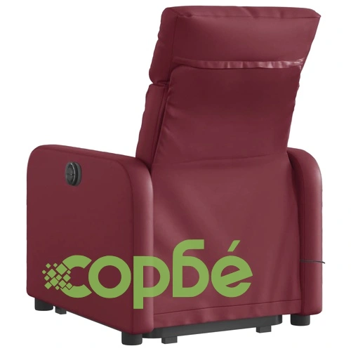 Електрически изправящ масажен реклайнер, виненочервен, еко кожа ➤ топ цена ➤ sorbe.bg
