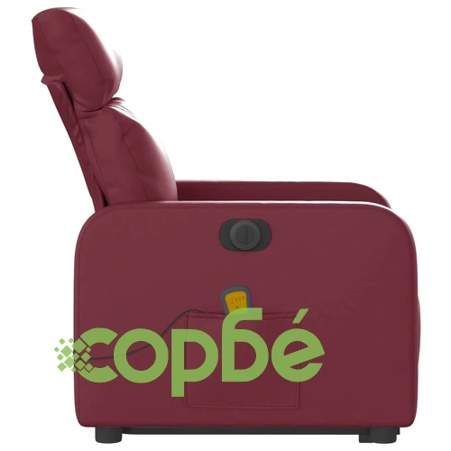 Електрически изправящ масажен реклайнер, виненочервен, еко кожа ➤ топ цена ➤ sorbe.bg