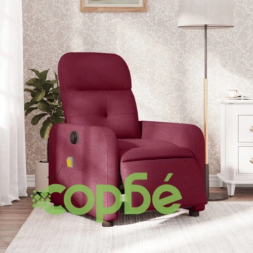 Електрически масажен наклоняем стол, виненочервен, текстил ➤ топ цена ➤ sorbe.bg