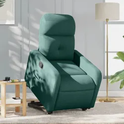 Изправящ реклайнер стол, тъмнозелен, текстил