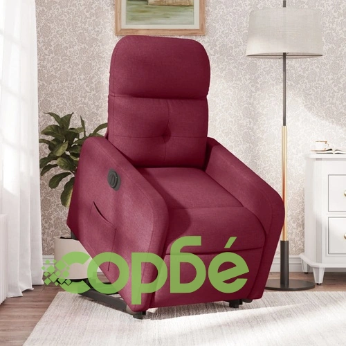 Електрически изправящ реклайнер стол, виненочервен, текстил ➤ топ цена ➤ sorbe.bg