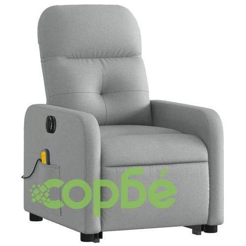 Електрически изправящ масажен реклайнер стол светлосив текстил ➤ топ цена ➤ sorbe.bg