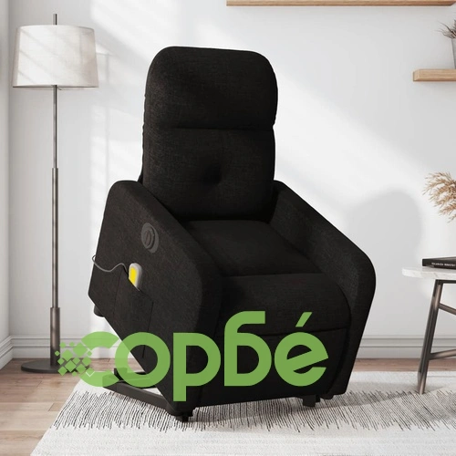 Електрически изправящ масажен реклайнер стол черен текстил ➤ топ цена ➤ sorbe.bg