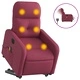 Електрически изправящ масажен реклайнер виненочервен текстил
