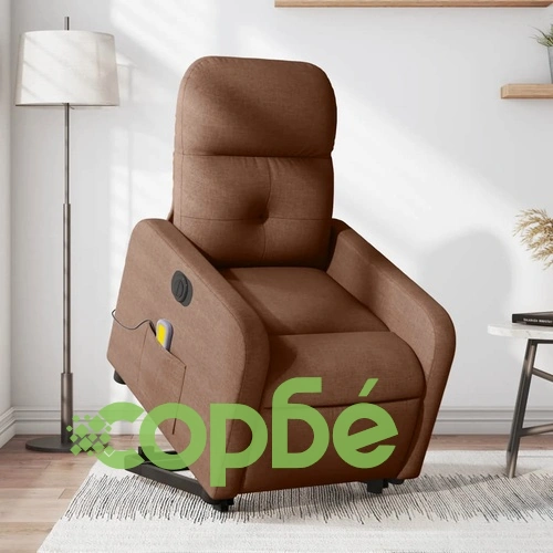 Електрически изправящ масажен реклайнер стол кафяв текстил ➤ топ цена ➤ sorbe.bg