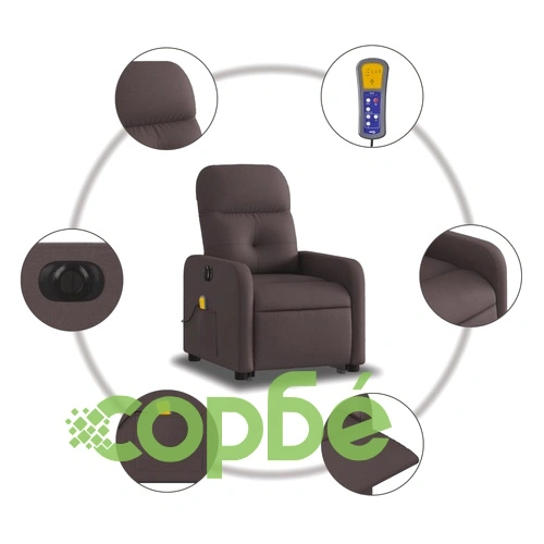 Електрически изправящ масажен реклайнер стол тъмнокафяв текстил ➤ топ цена ➤ sorbe.bg