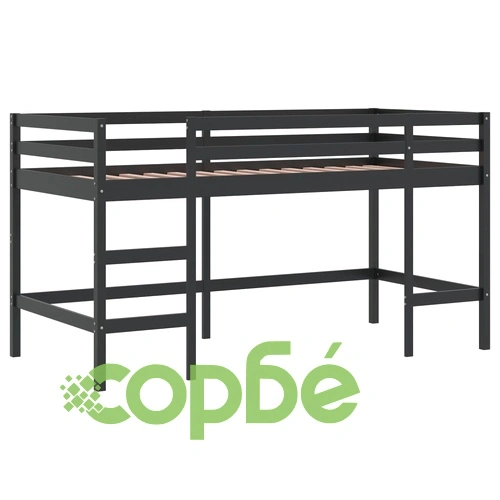 Детско високо легло със завеси розово 90x190 см бор масив ➤ топ цена ➤ sorbe.bg