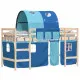 Детско високо легло с тунел, синьо, 80x200 см, бор масив
